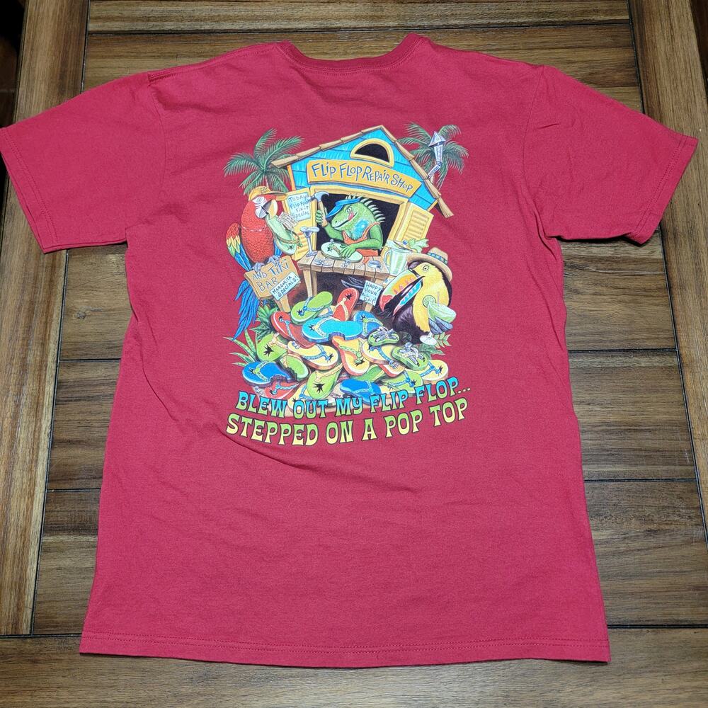 Margaritaville Red Unisex Tee "Flip Flop Repair Shop Las Vegas" - Size Medium